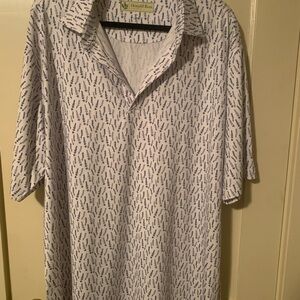 Donald Ross Lavender Print Golf Shirt 2XL